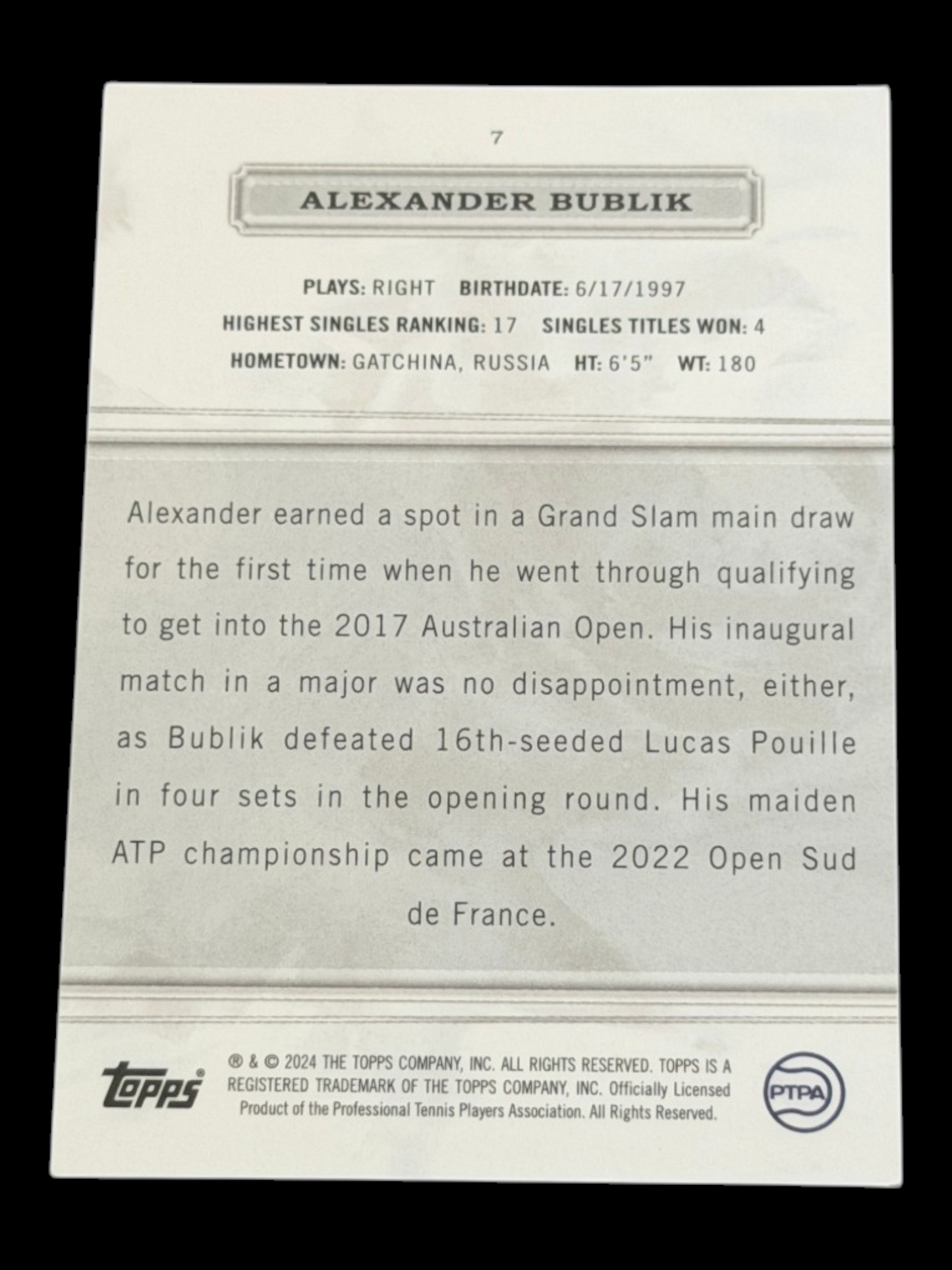 2024 Topps Royalty Alexander Bublik /99