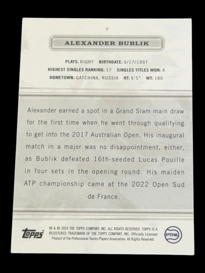 2024 Topps Royalty Alexander Bublik /99