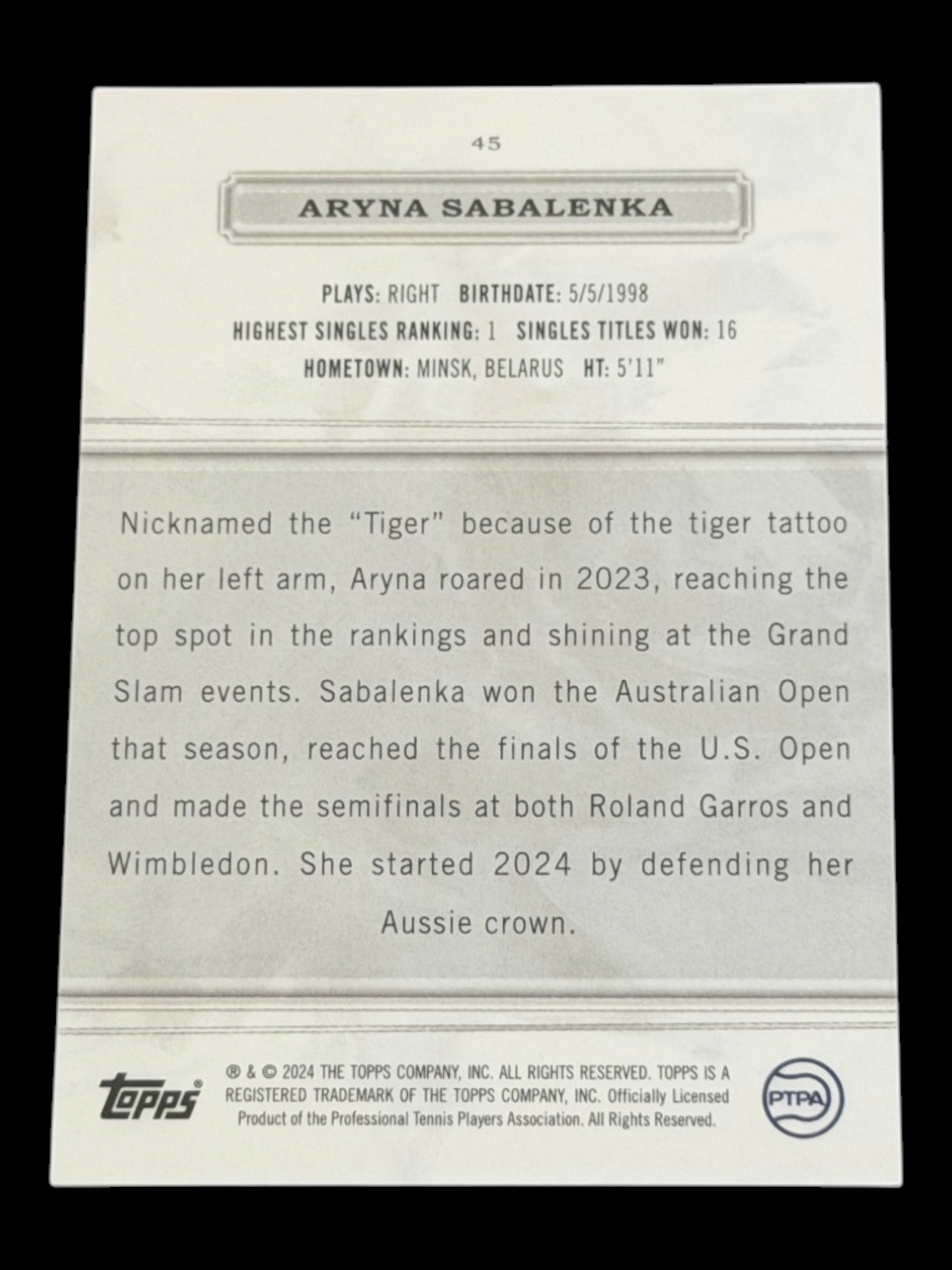 2024 Topps Royalty Aryna Sabalenka /99