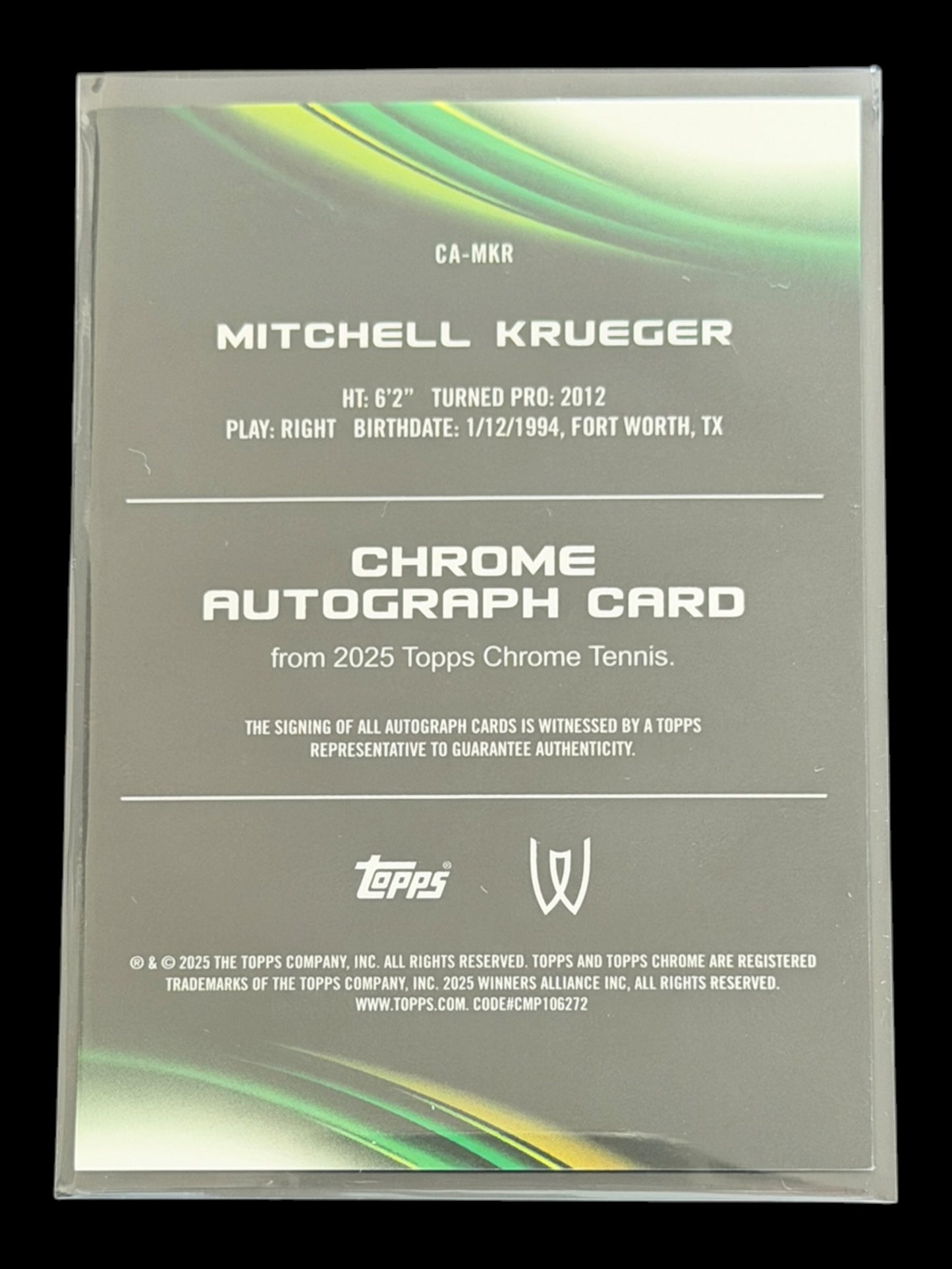 2025 Topps Chrome Mitchell Krueger — Blue Refractor Auto /150