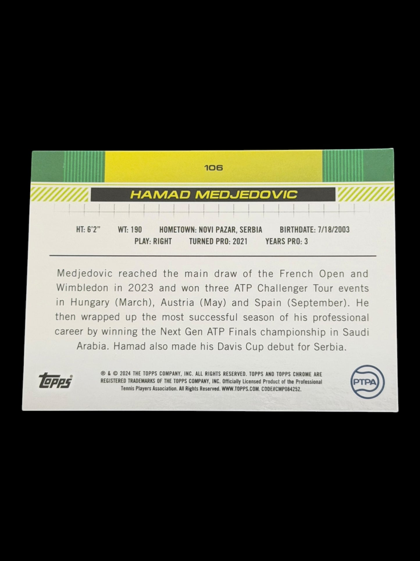 2024 Topps Chrome Hamad Medjedovic — Green /99