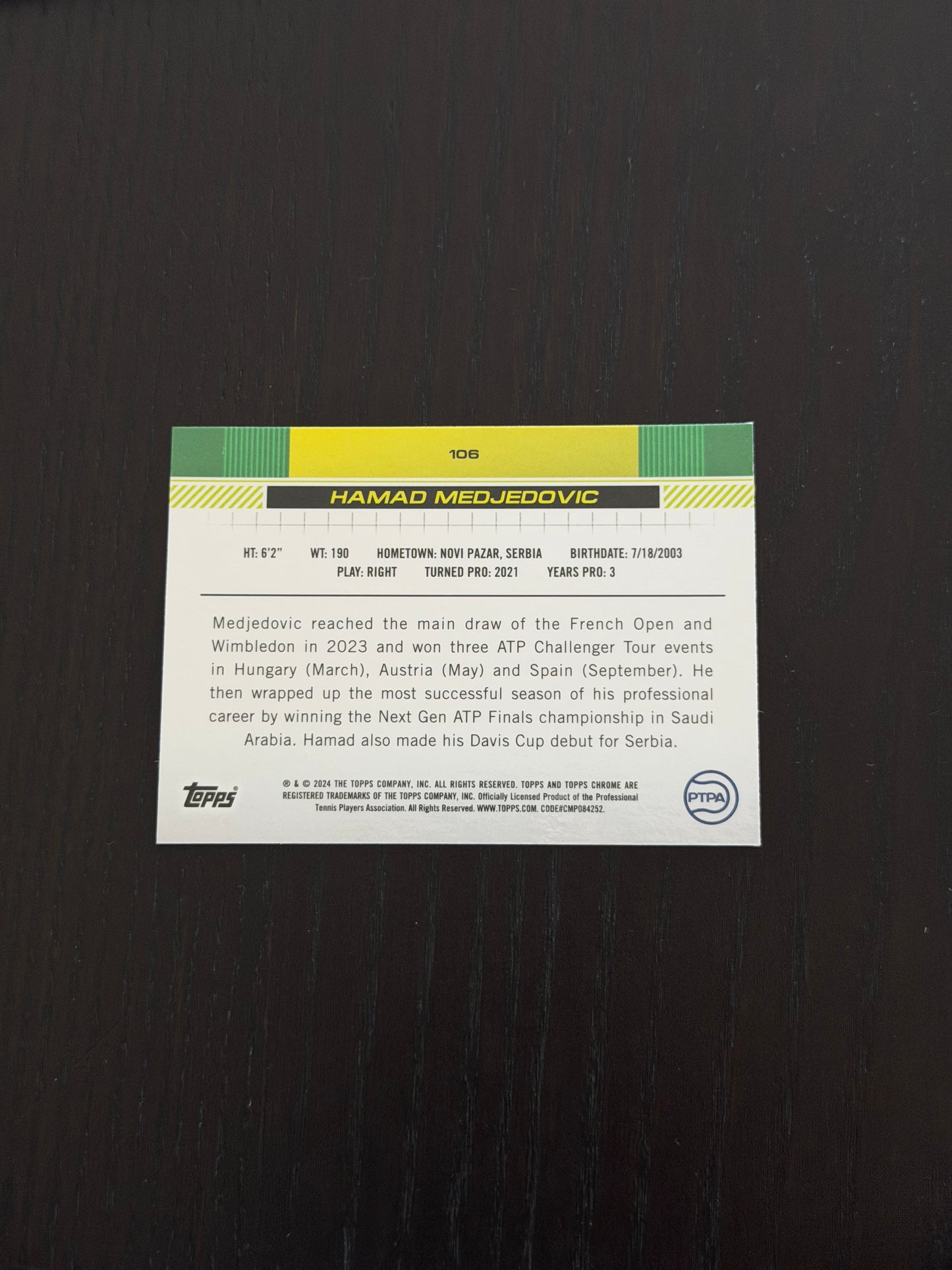 2024 Topps Chrome Hamad Medjedovic — Green /99