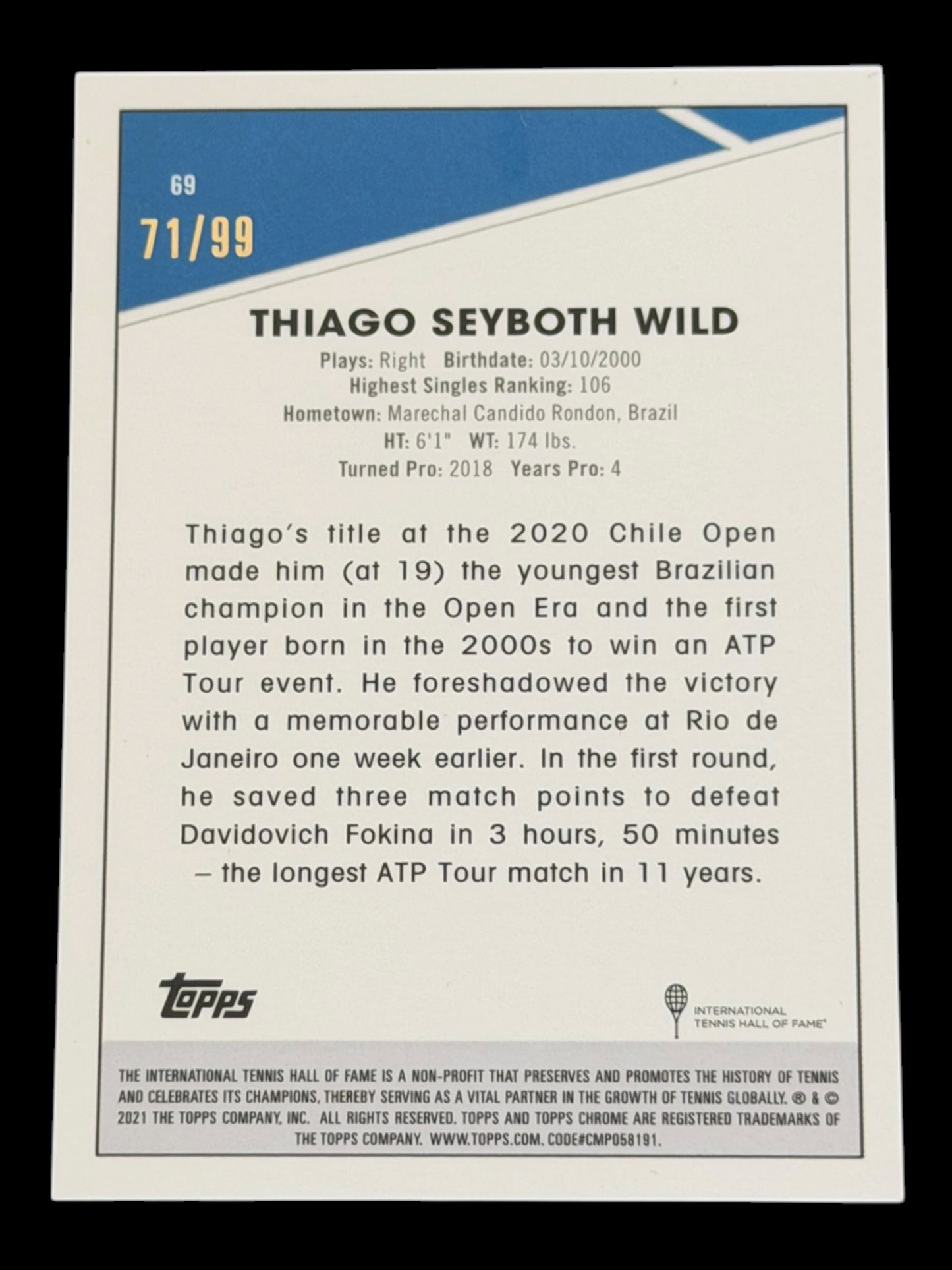 2021 Topps Chrome Sapphire Thiago Seyboth Wild — White /99