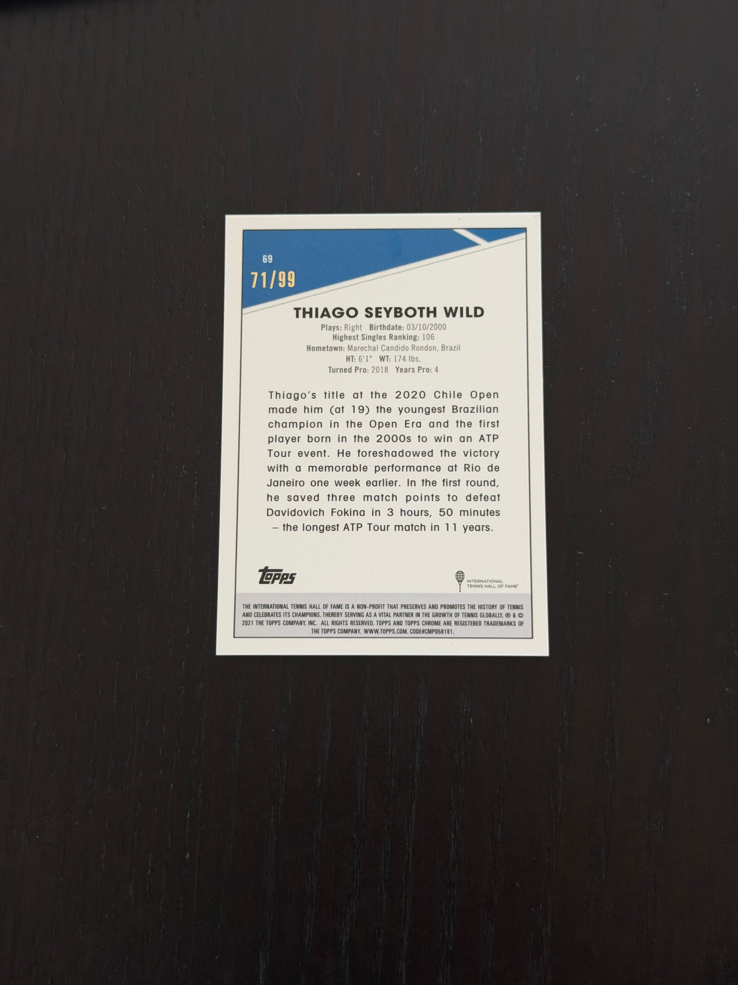 2021 Topps Chrome Sapphire Thiago Seyboth Wild — White /99