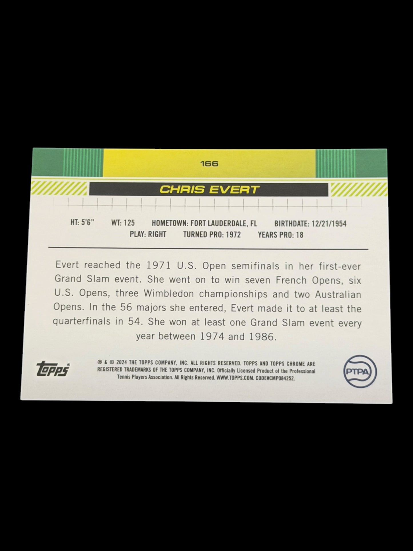 2024 Topps Chrome Chris Evert — Blue Refractor /250
