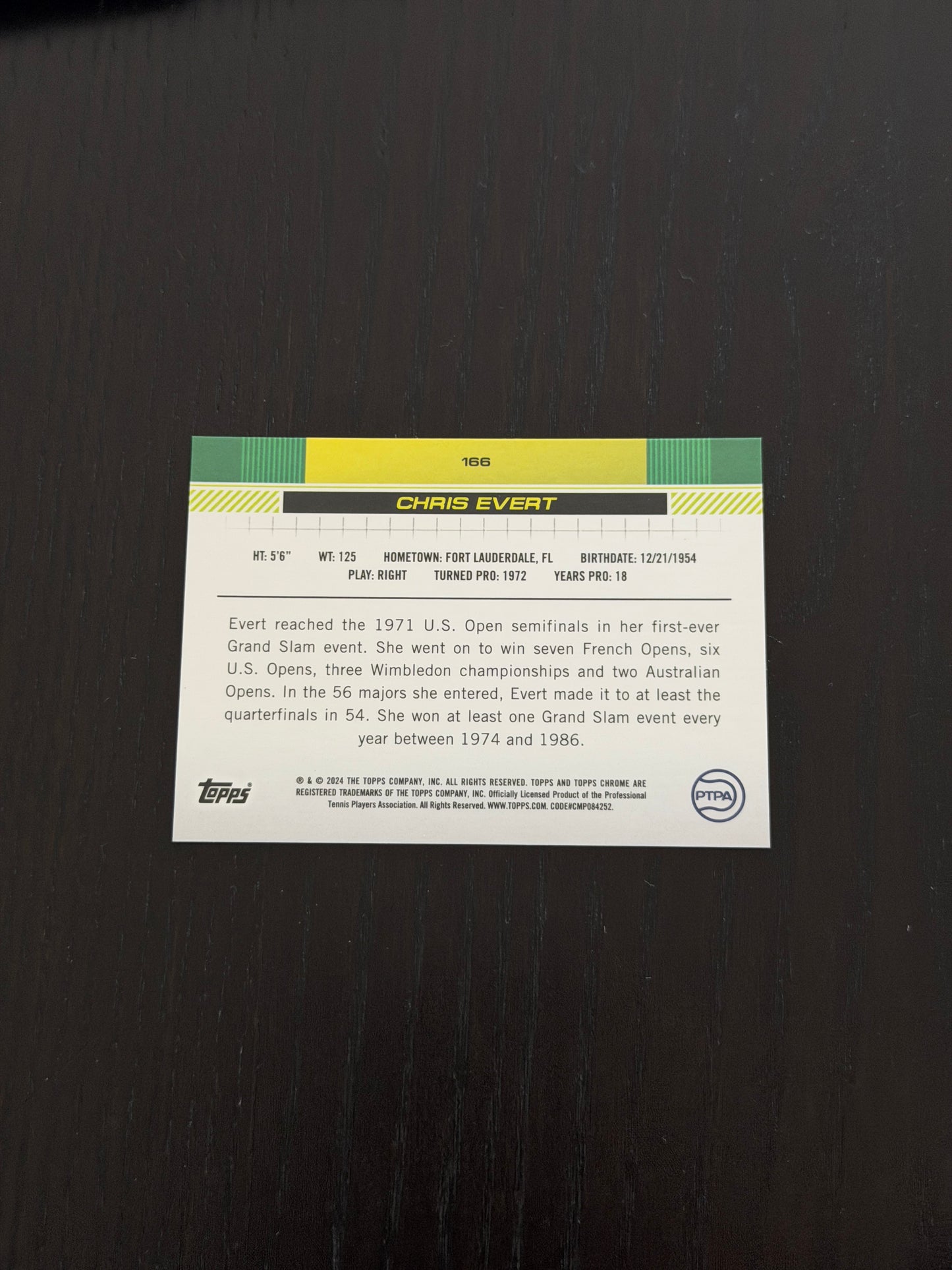 2024 Topps Chrome Chris Evert — Blue Refractor /250