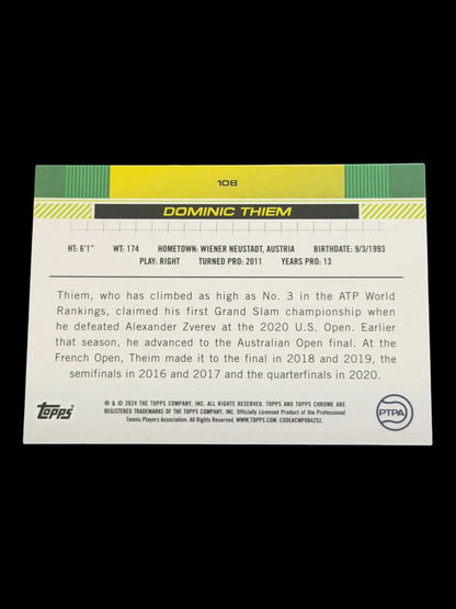 2024 Topps Chrome Dominic Thiem — Lime Green Refractor /299