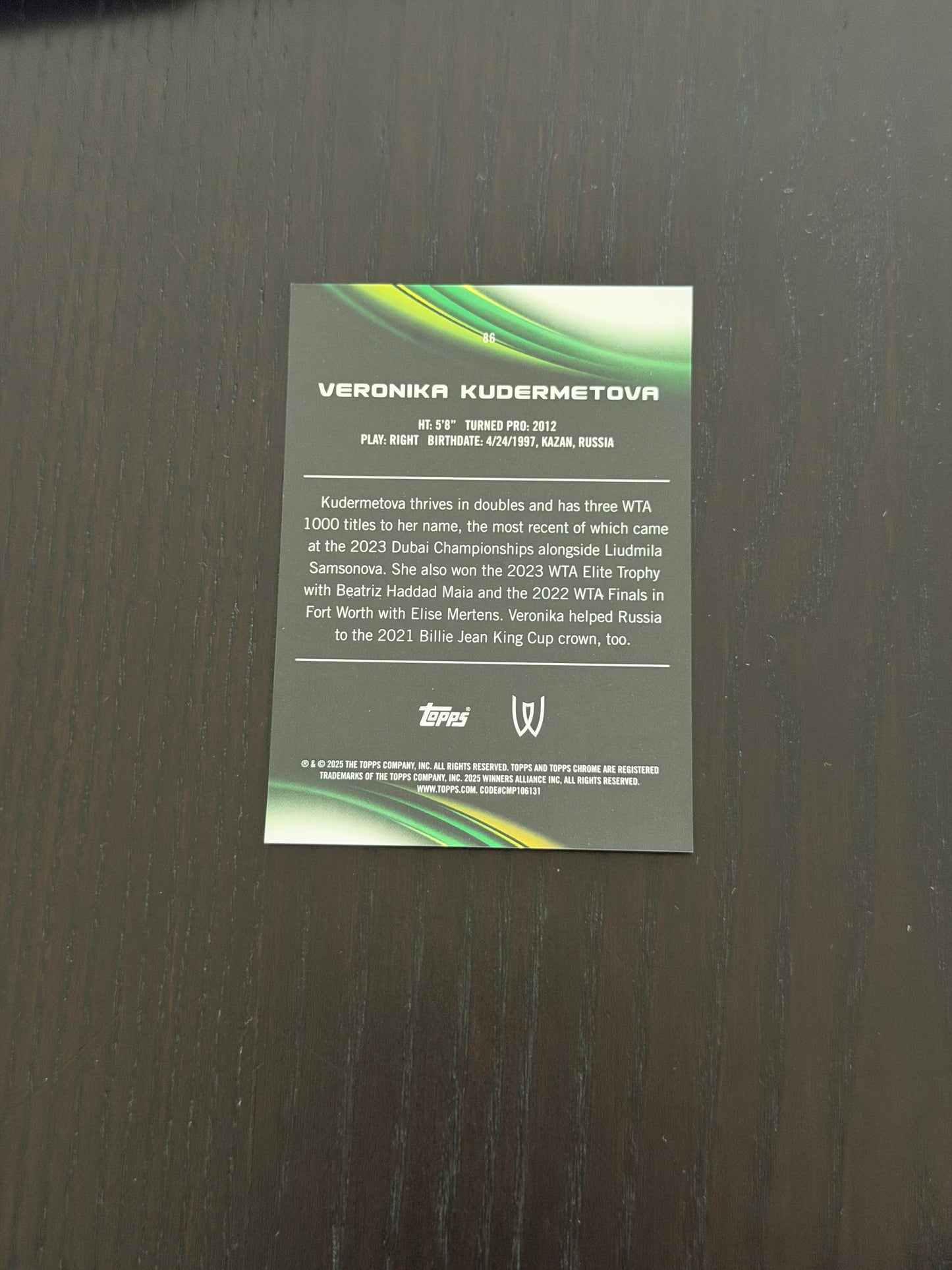 2024 Topps Chrome Veronika Kudermetova — Pink Geometric Refractor /65