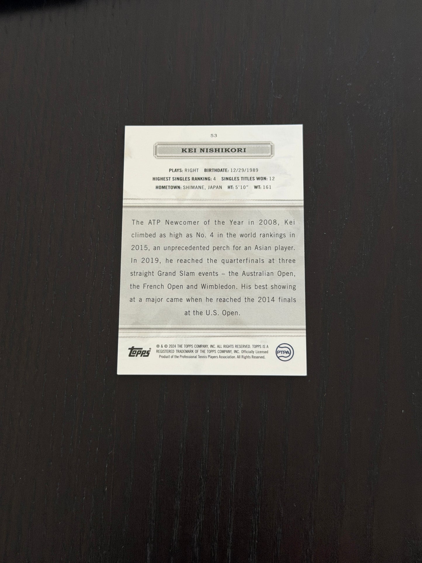 2024 Topps Royalty Purple Kei Nishikori /35