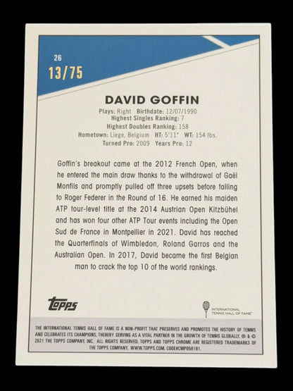 2021 Topps Chrome Sapphire David Goffin — Green /75