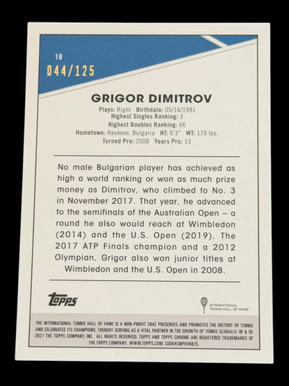 2021 Topps Chrome Grigor Dimitrov — Mini Diamond Refractor /125