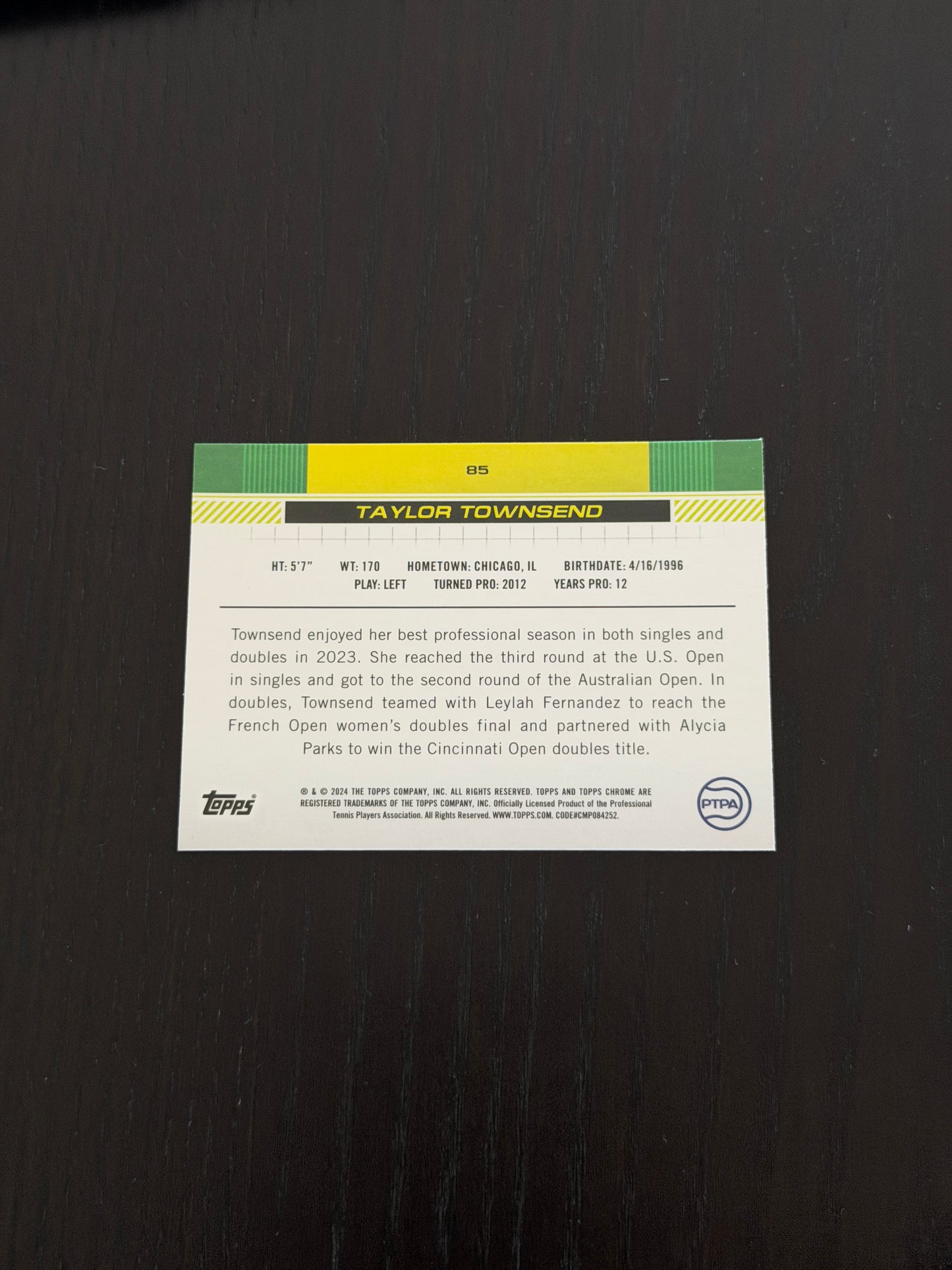 2024 Topps Chrome Taylor Townsend — Purple Green Refractor /150
