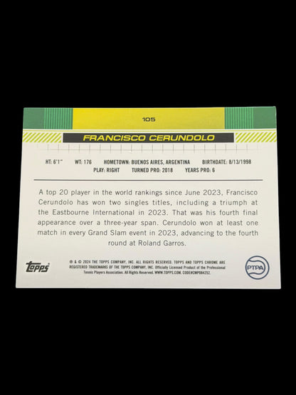 2024 Topps Chrome Francisco Cerundolo — Purple Green Refractor /150