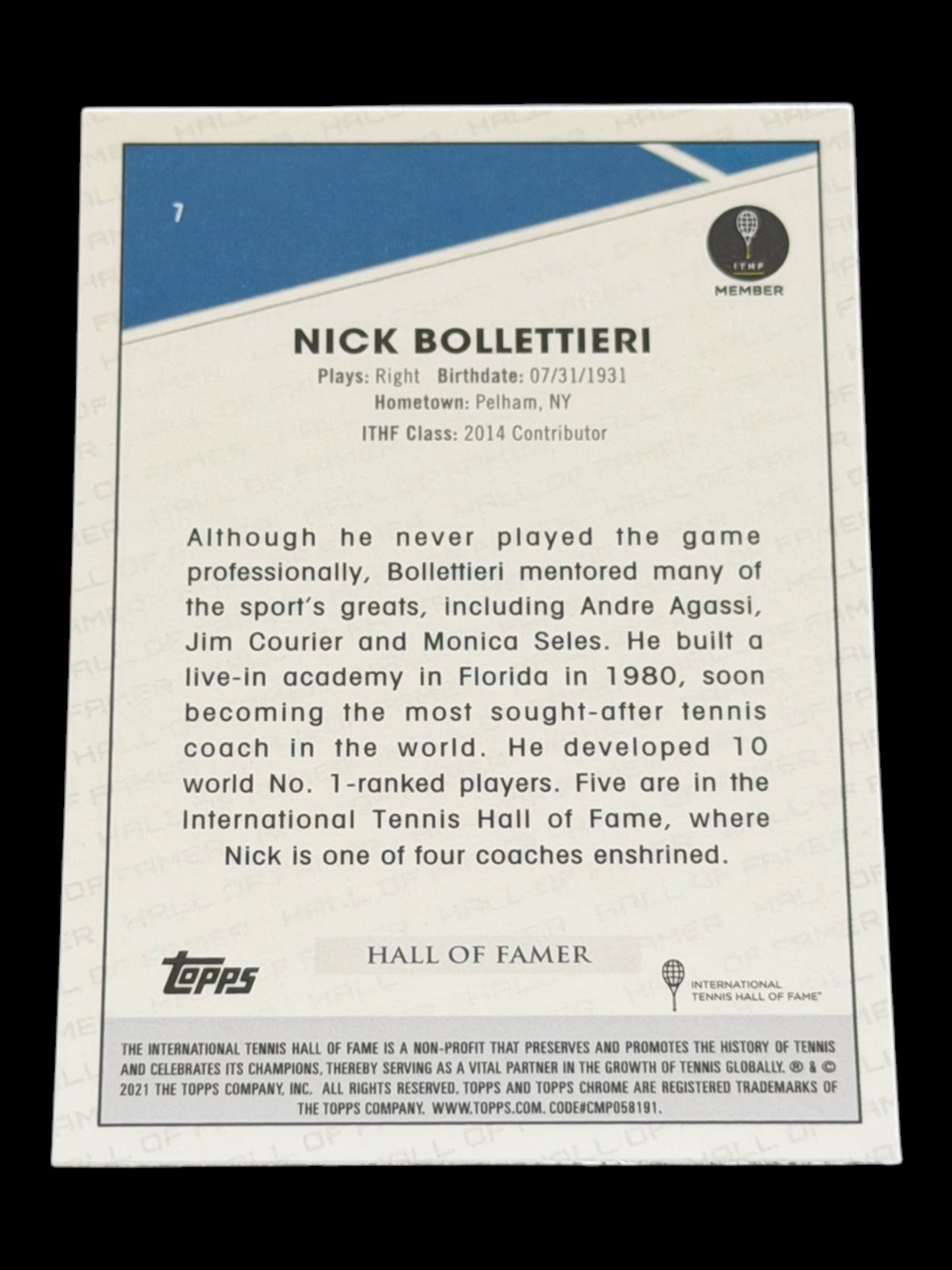 2021 Topps Chrome Sapphire Nick Bollettieri