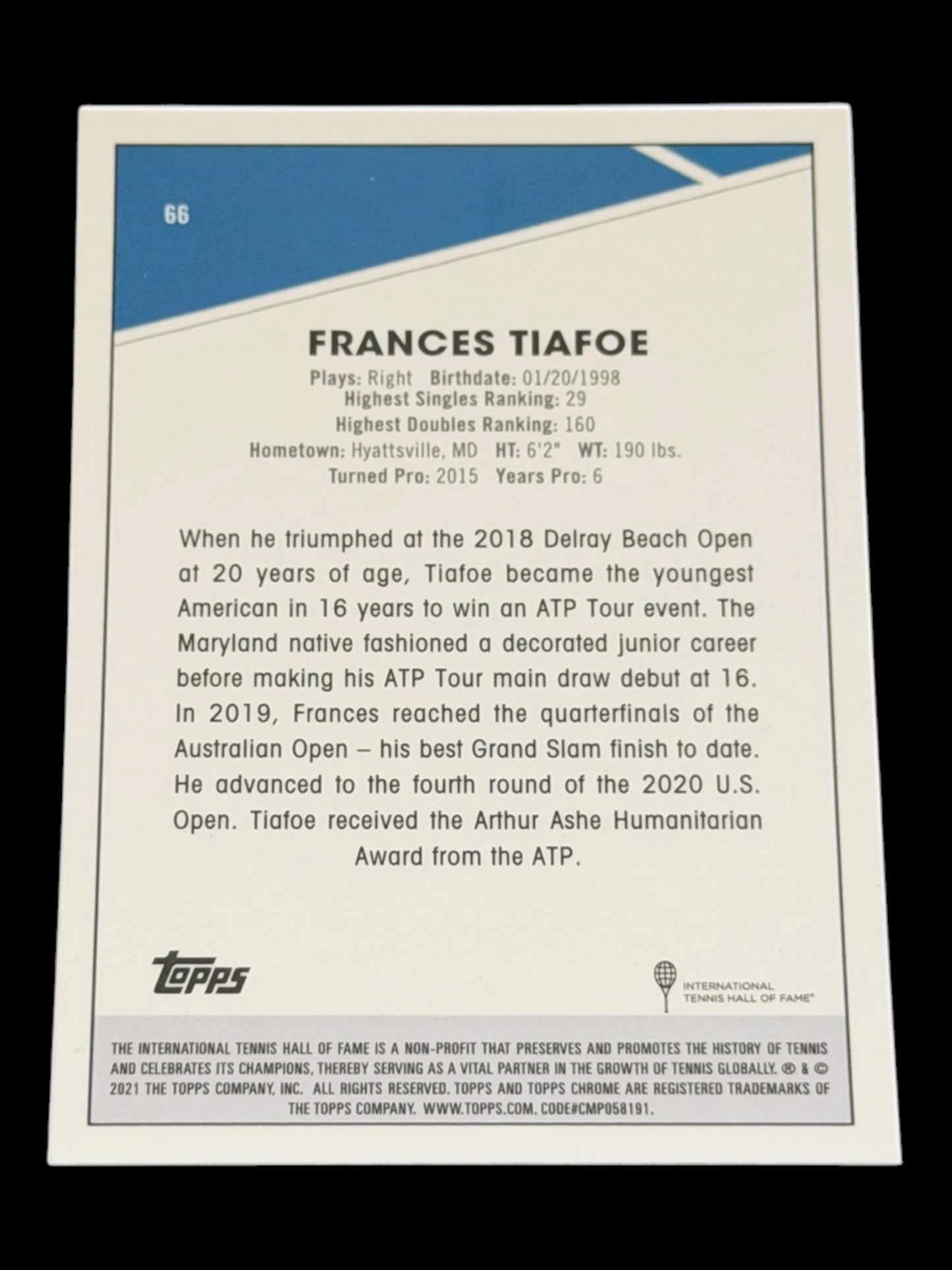 2021 Topps Chrome Sapphire Frances Tiafoe