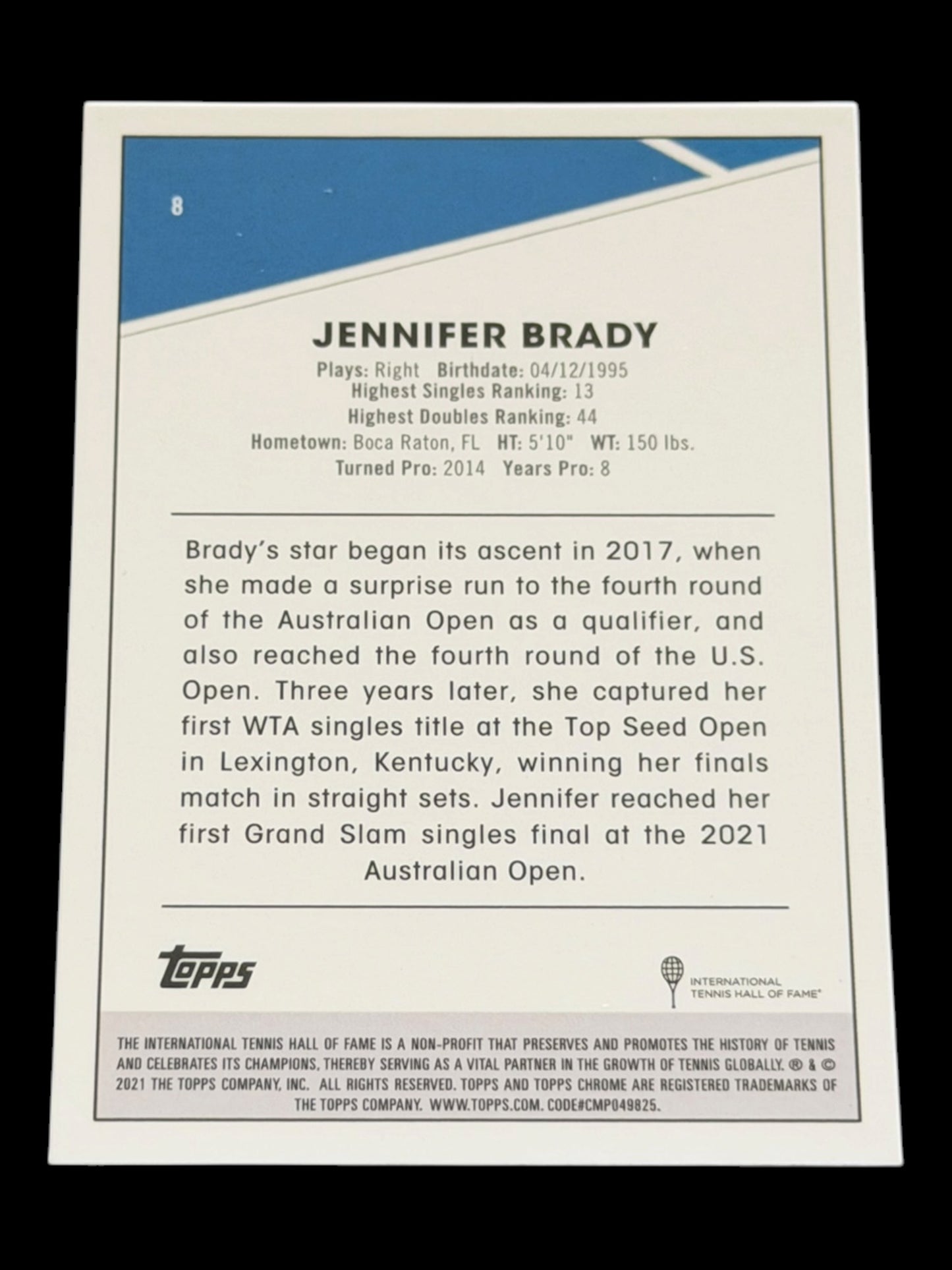 2021 Topps Chrome Jennifer Brady — White Mini Diamond Refractor