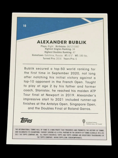 2021 Topps Chrome Alexander Bublik — White Mini Diamond Refractor