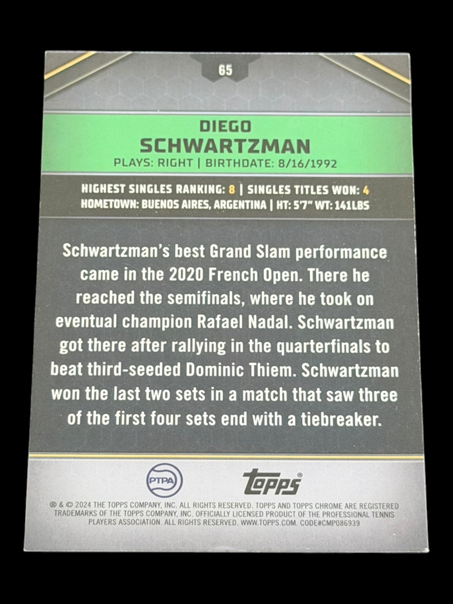 2024 Topps Graphite Diego Schwartzman