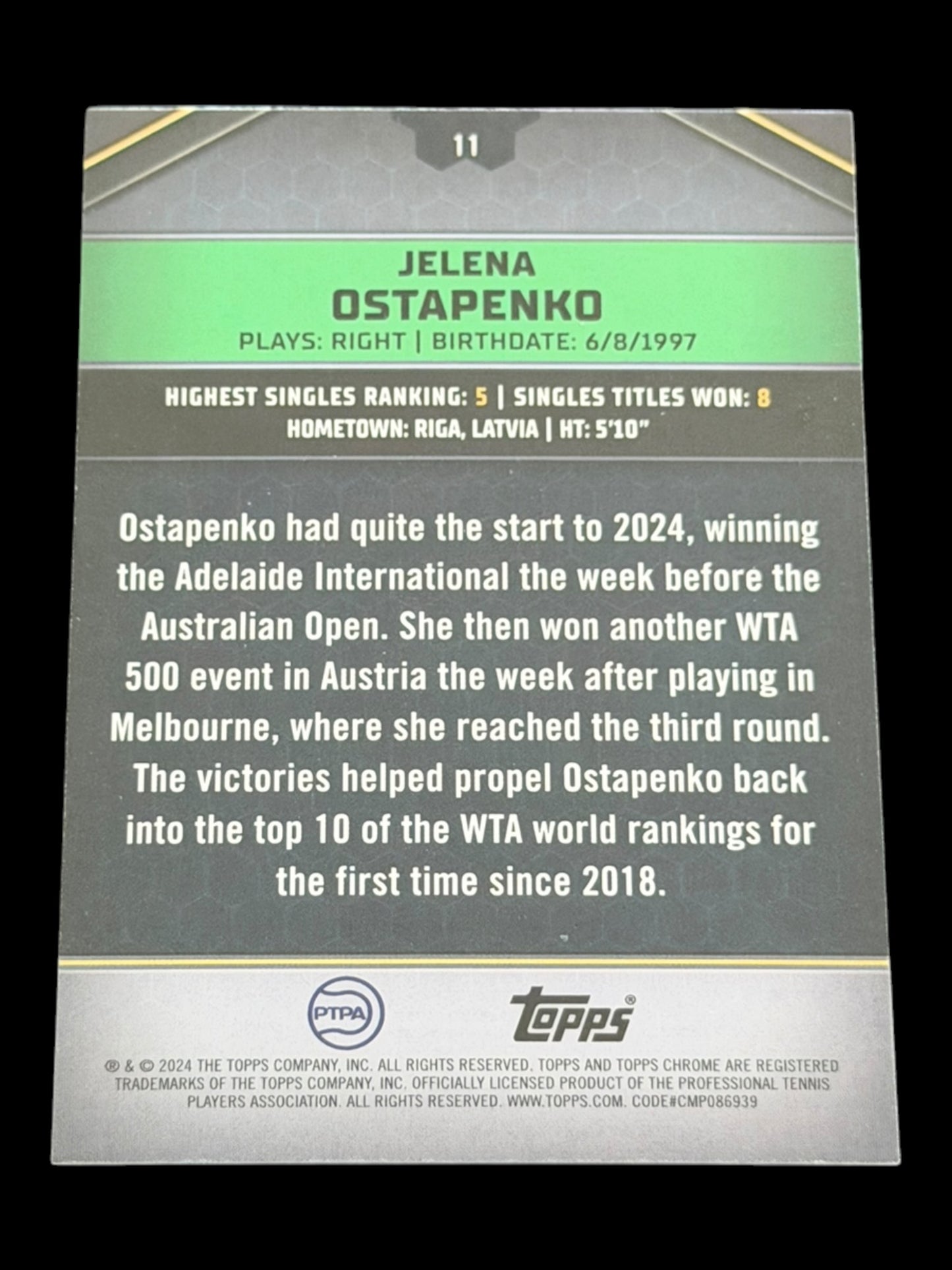 2024 Topps Graphite Jelena Ostapenko