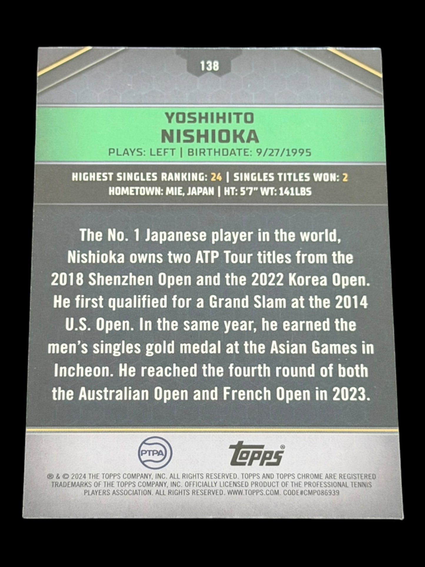 2024 Topps Graphite Yoshihito Nishioka — Aqua Refractor /199
