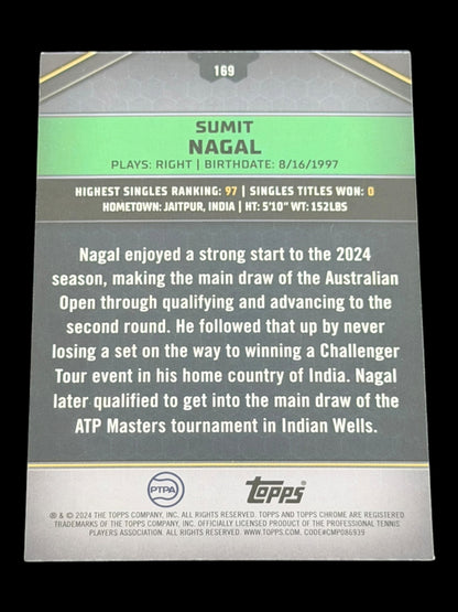 2024 Topps Graphite Sumit Nagal — Aqua Refractor /199