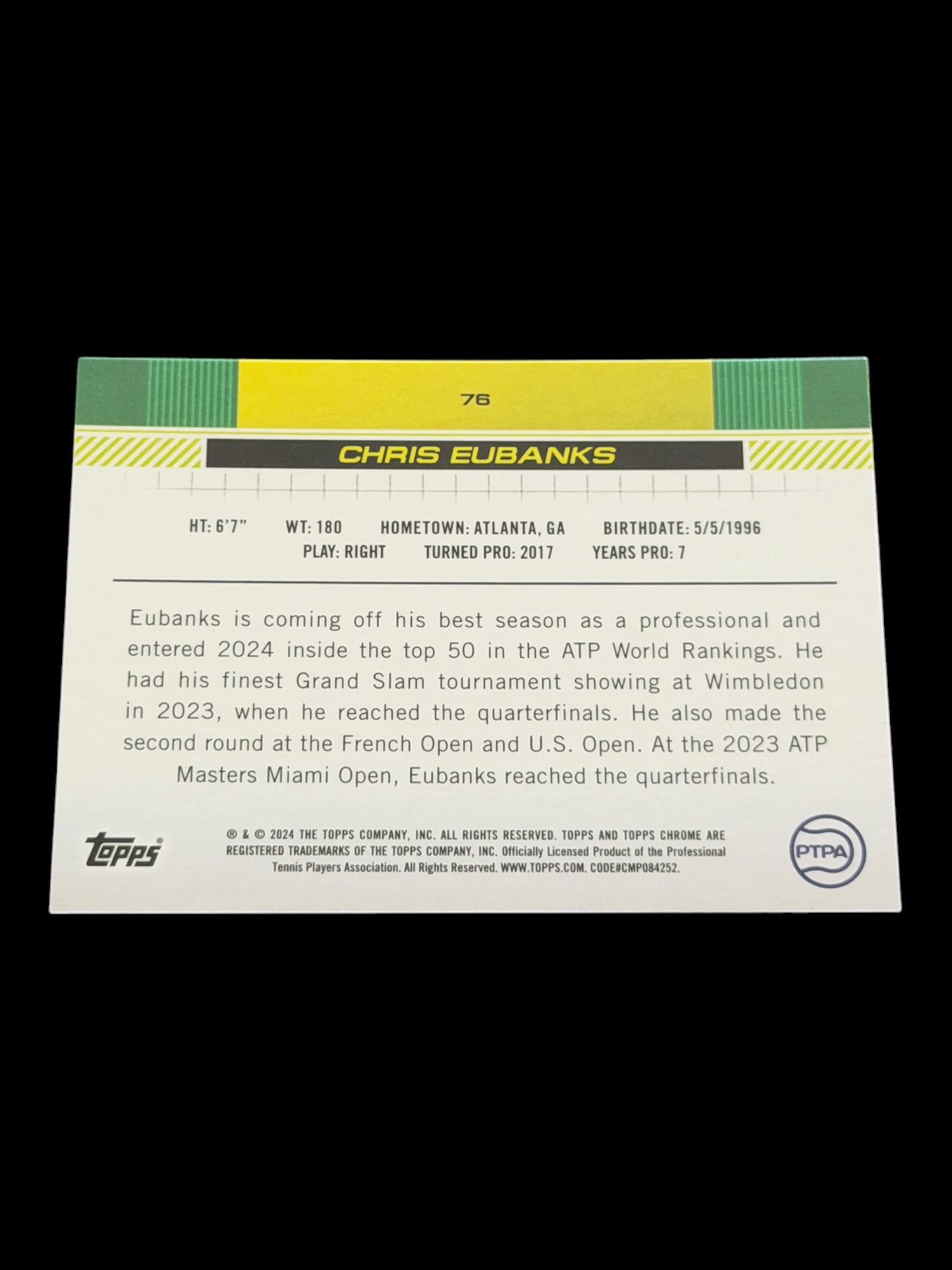 2024 Topps Chrome Sapphire Chris Eubanks — Green /125