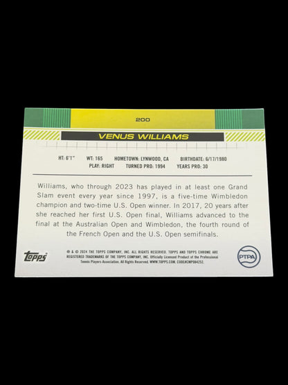 2024 Topps Chrome Sapphire Venus Williams — Green /125