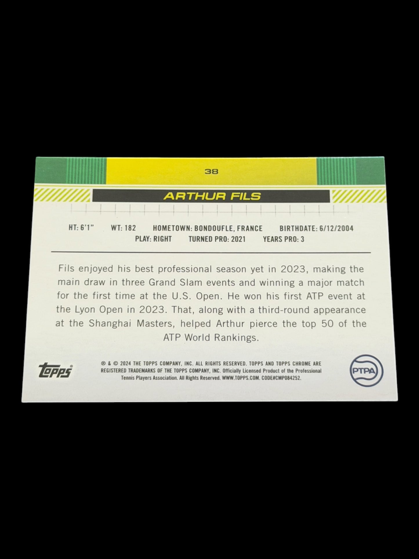 2024 Topps Chrome Sapphire Arthur Fils — Gold Refractor /50