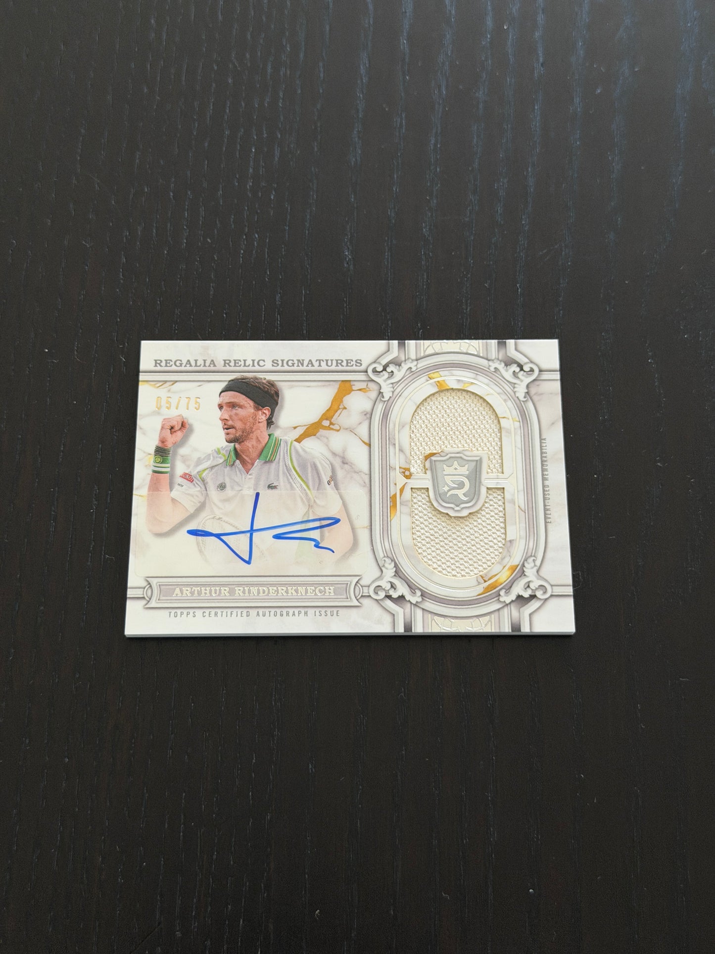 2024 Topps Royalty Arthur Rinderknech — Regalia Relics Signatures /75