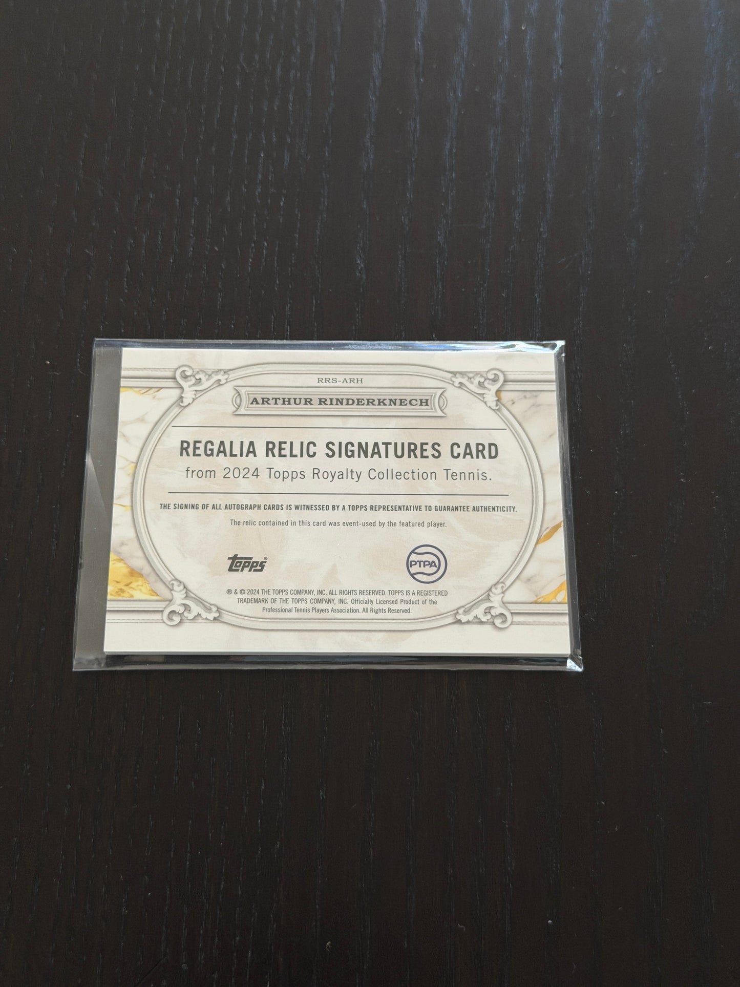 2024 Topps Royalty Arthur Rinderknech — Regalia Relics Signatures /75