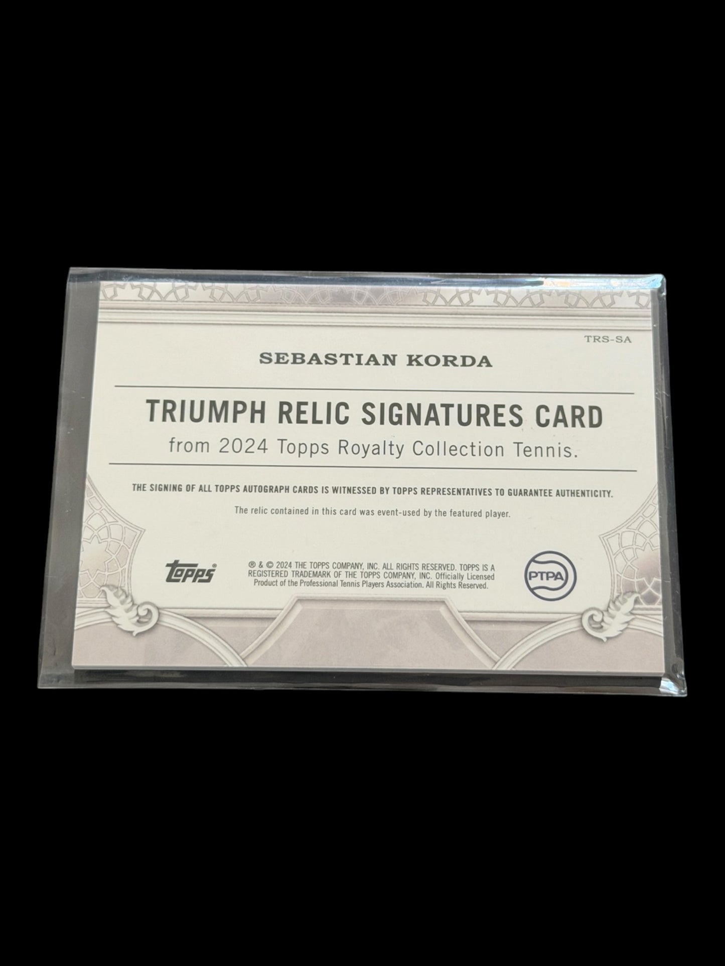 2024 Topps Royalty Sebastian Korda — Regalia Relics Signatures /75