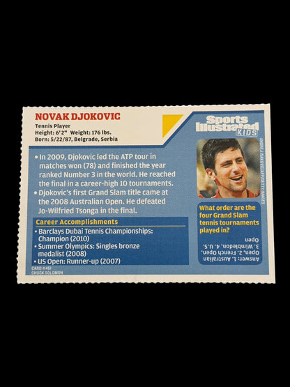 2010 Sports Illustrated for Kids Novak Djokovic