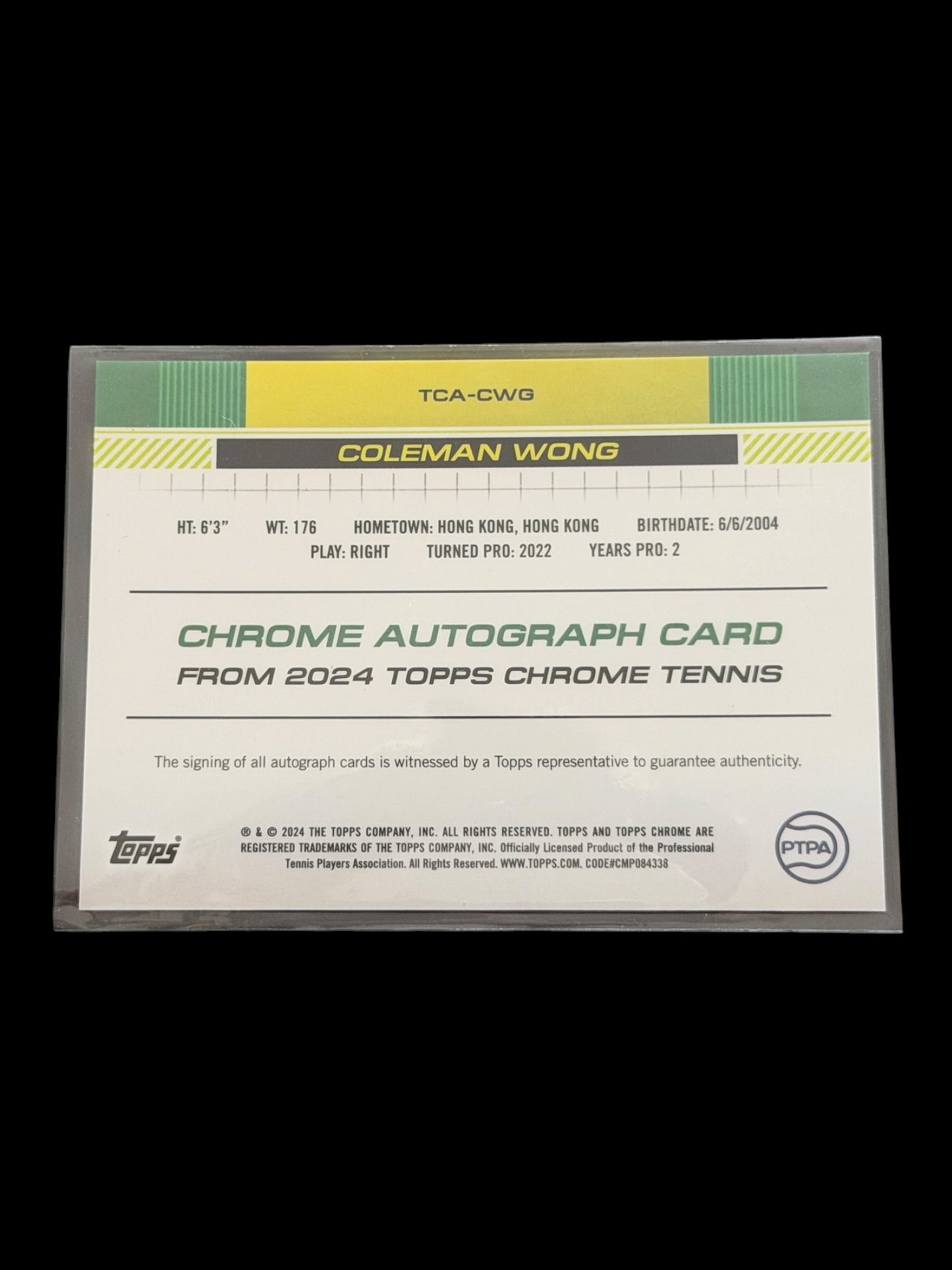 2024 Topps Chrome Coleman Wong — Gold Auto /50