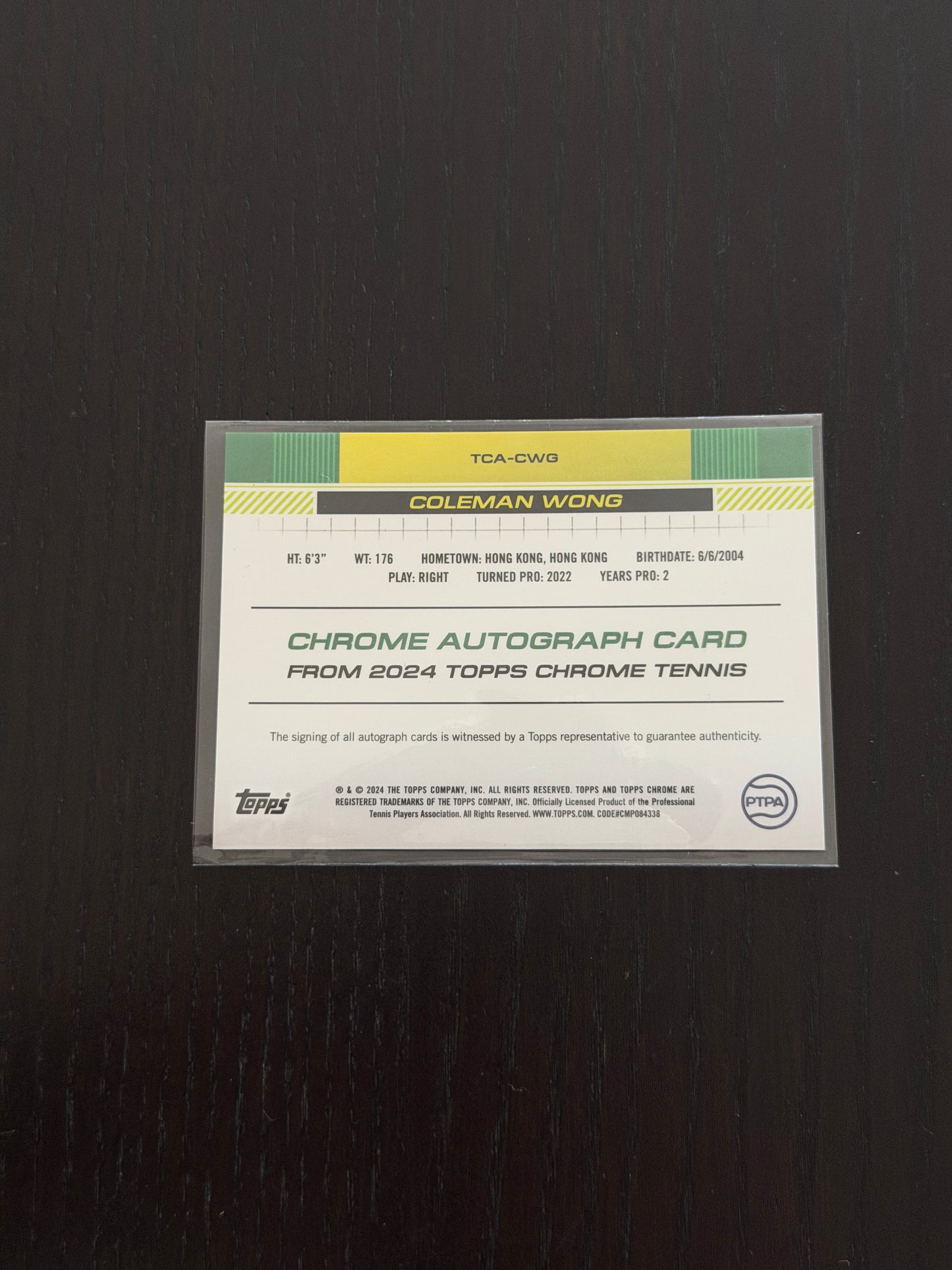 2024 Topps Chrome Coleman Wong — Gold Auto /50