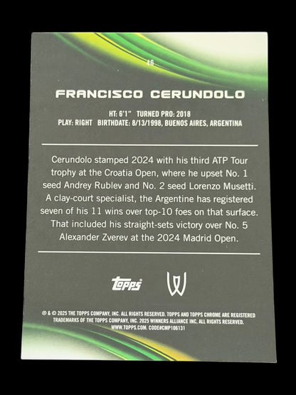 2025 Topps Chrome Green Francisco Cerundolo