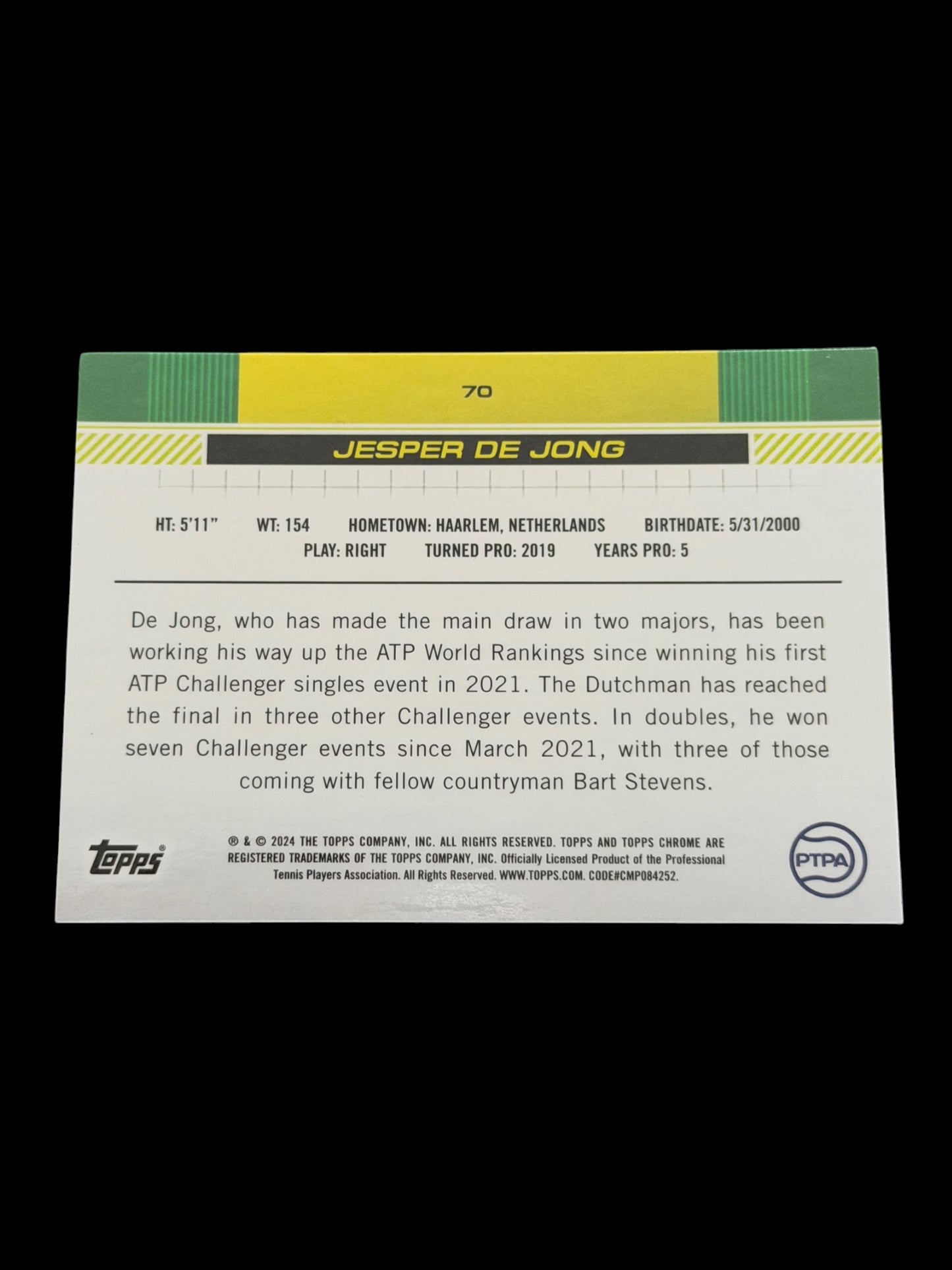 2024 Topps Chrome Sapphire Jesper de Jong — Green /125