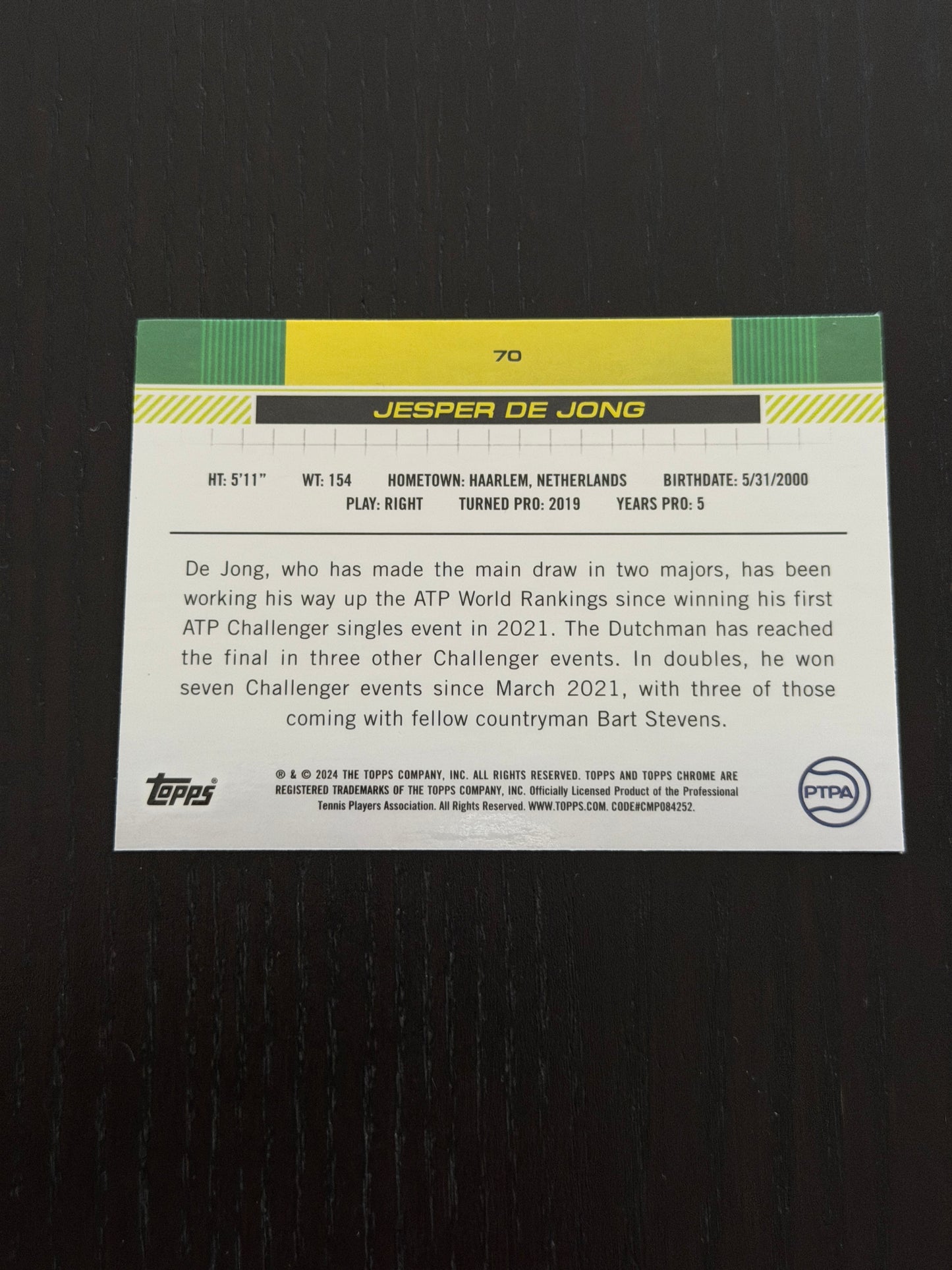 2024 Topps Chrome Sapphire Jesper de Jong — Green /125