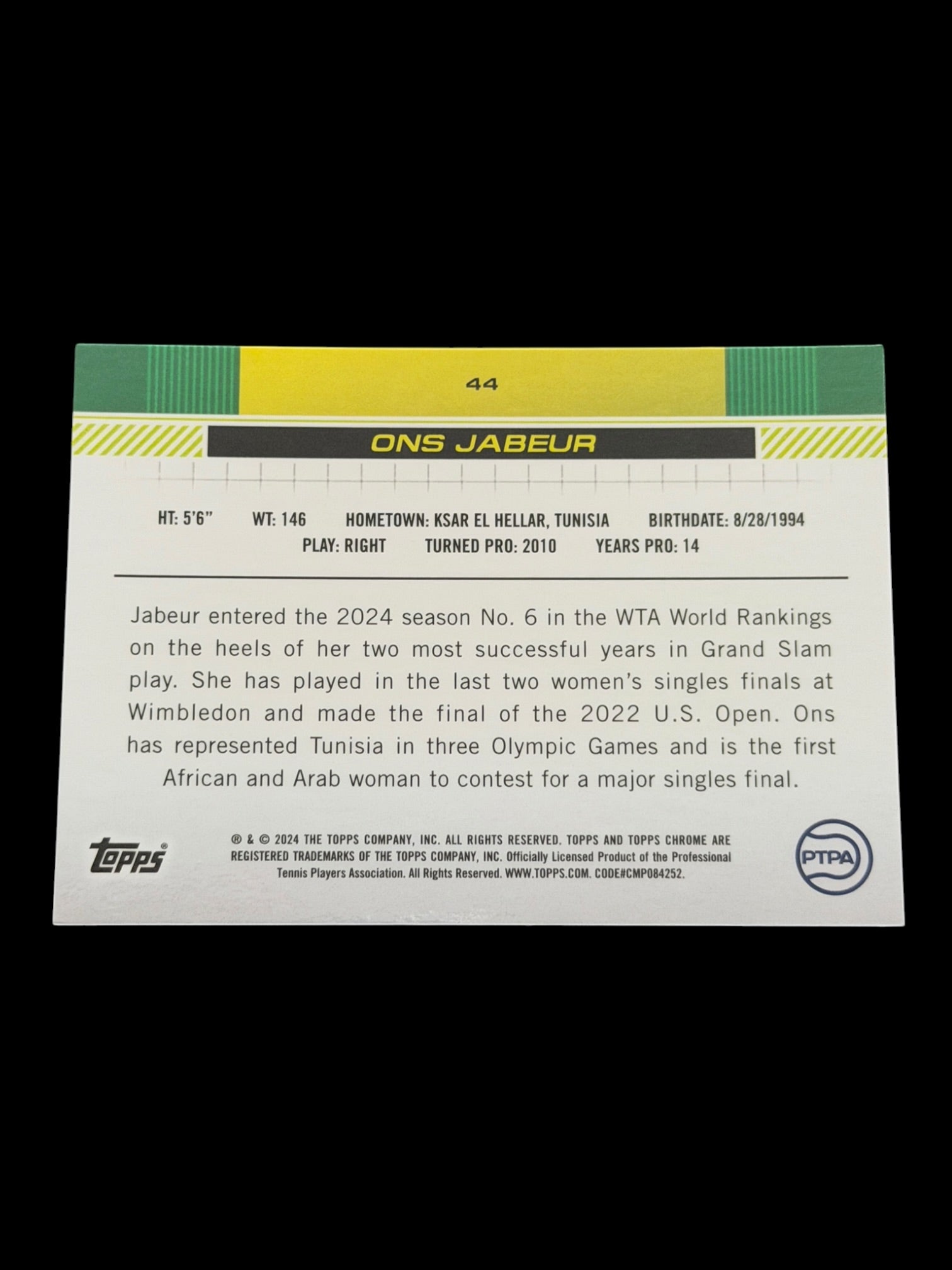 2024 Topps Chrome Ons Jabeur — Green /99 – Tennis Card Collective
