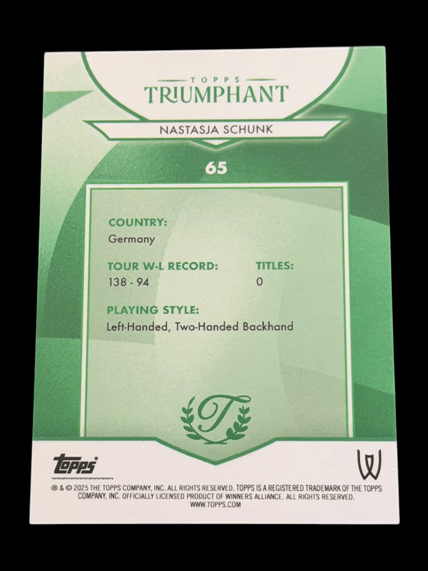 2025 Topps Triumphant Nastasja Schunk Orange /25