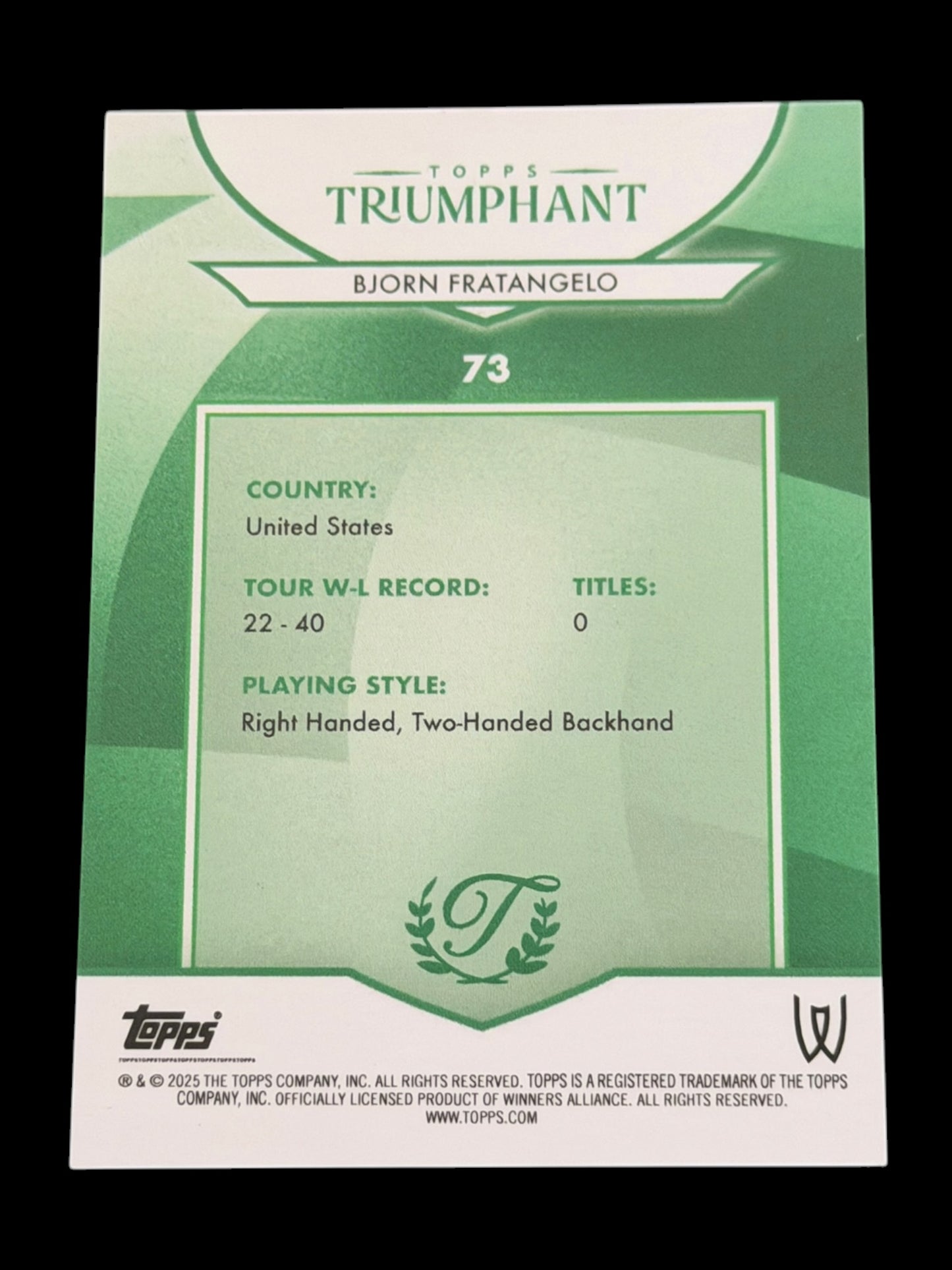 2025 Topps Triumphant Bjorn Fratangelo Orange /25