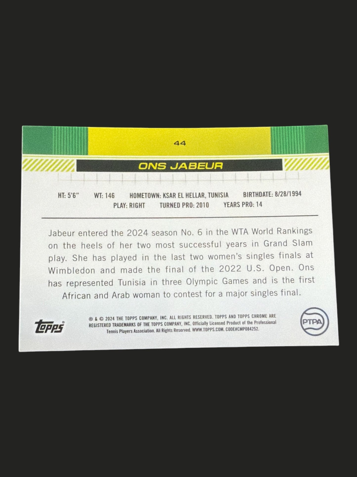 2024 Topps Chrome Negative Refractor Ons Jabeur