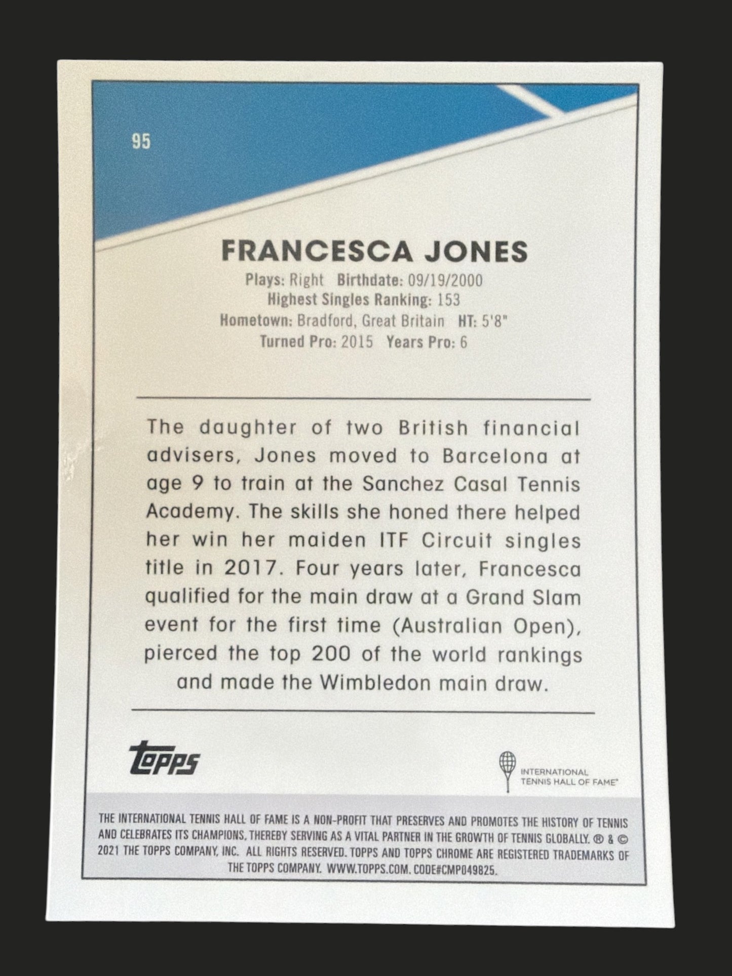 2021 Topps Chrome Tennis Francesca Jones