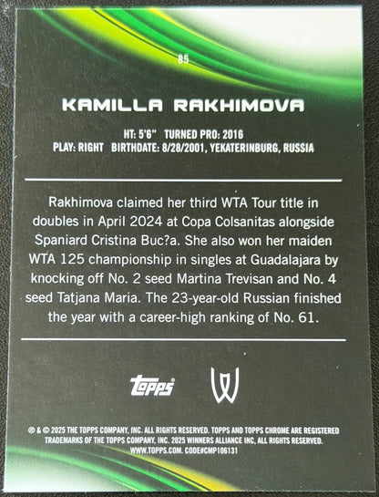 2025 Topps Chrome Sapphire Tennis Green 19/75 Kamilla Rakhimova