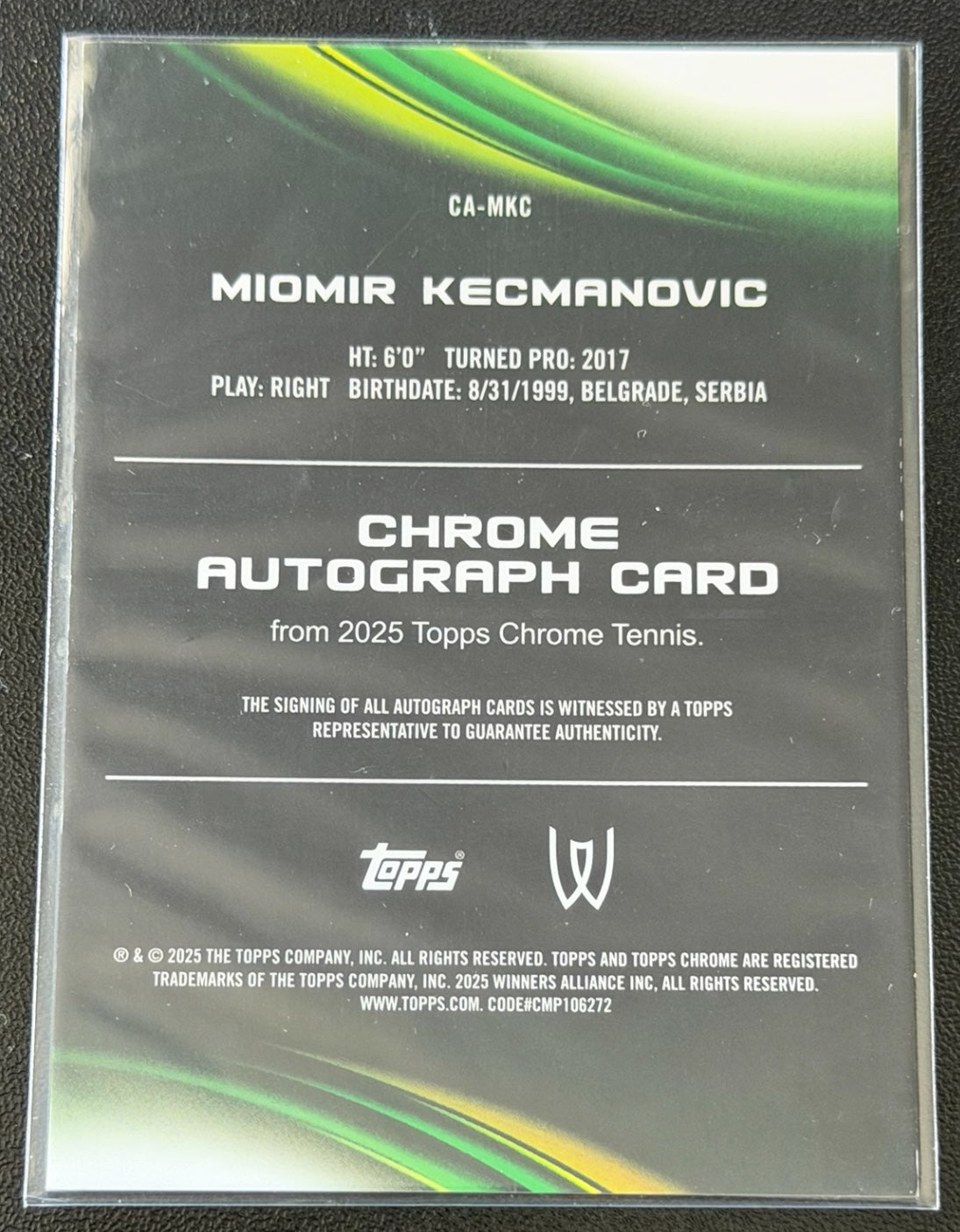2025 Topps Chrome Blue Refractor 148/150 Autograph Miomir Kecmanovic