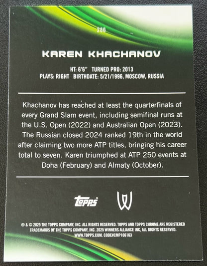 2025 Topps Chrome Tennis Aqua Refractor 148/199 Karen Khachanov