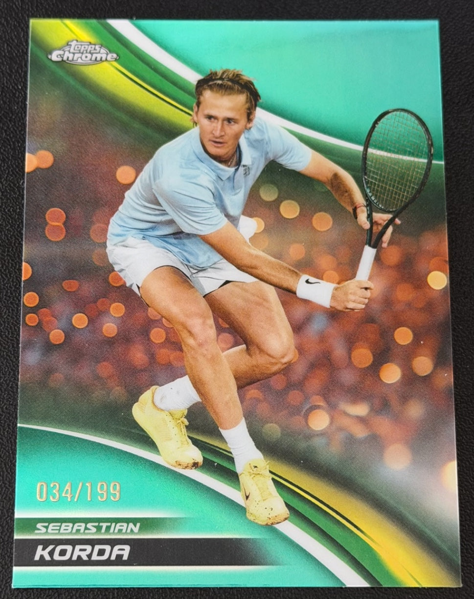 2025 Topps Chrome Tennis Aqua Refractor 034/199 Sebastian Korda