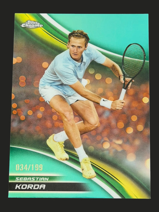 2025 Topps Chrome Tennis Aqua Refractor 034/199 Sebastian Korda