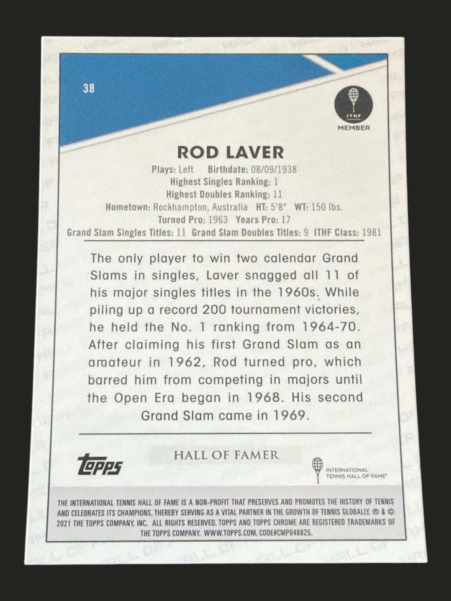 2021 Topps Chrome Tennis Rod Laver