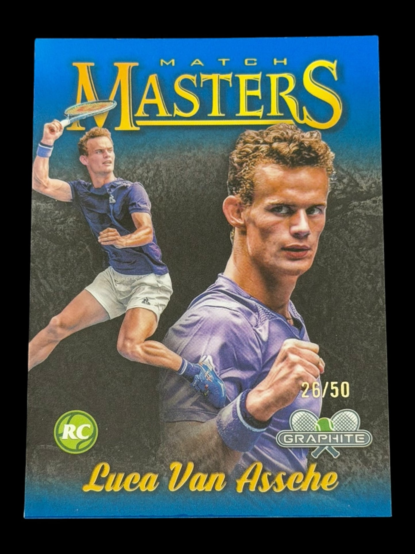 2024 Topps Graphite Tennis Match Masters Blue Refractor 26/50 Luca Van Assche