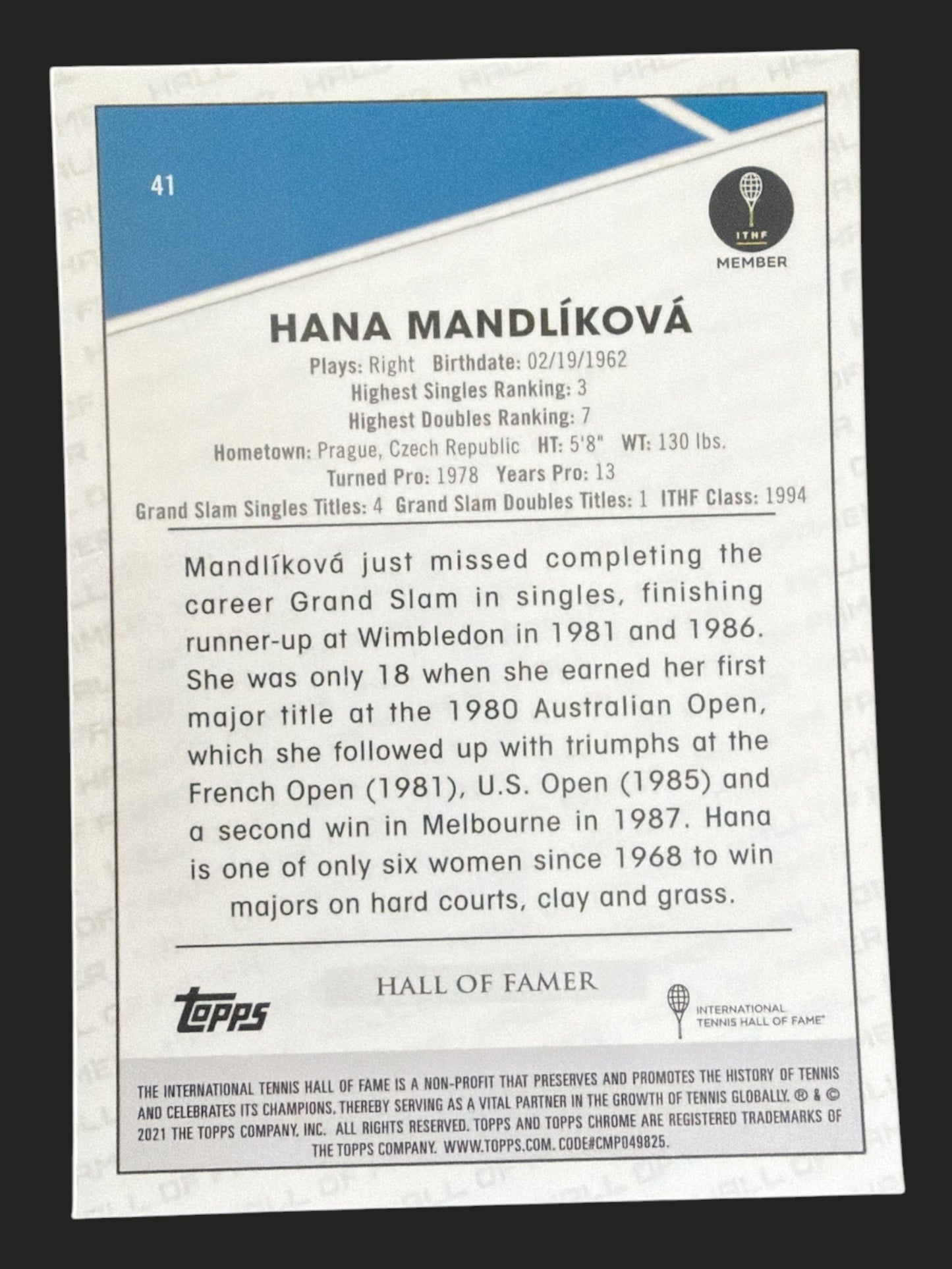 2021 Topps Chrome Hana Mandlíková